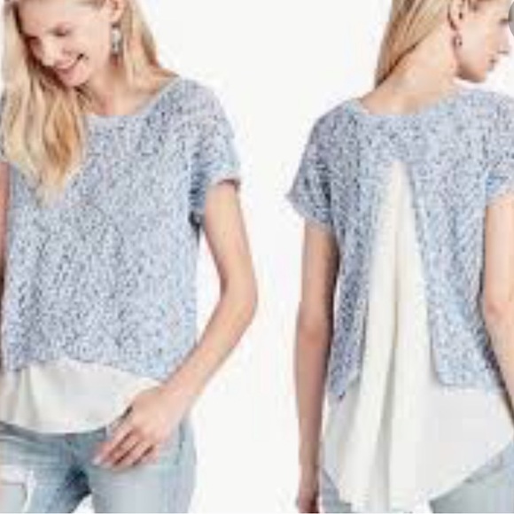 Lucky Brand Sweaters - LUCKY BRAND MARLED STITCH POPOVER SWEATER DOUBLE LAYER SPLIT BACK